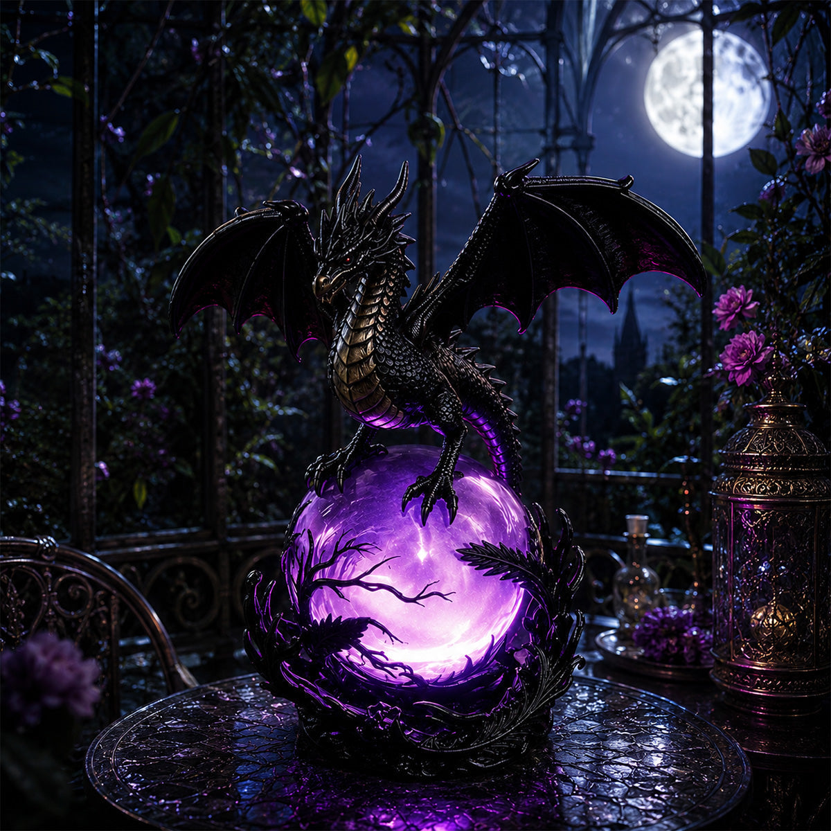 Free Shipping Gothic Dragon LED Crystal Ball Lamp — Dark Aesthetic Decor