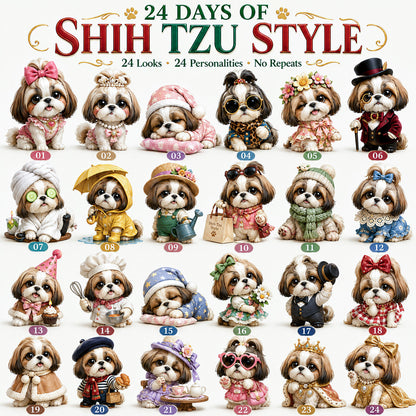 Limited Stock 50% OFF - 24 Days of Shih Tzu Style Advent Calendar – 24 Unique Shih Tzu Collectibles