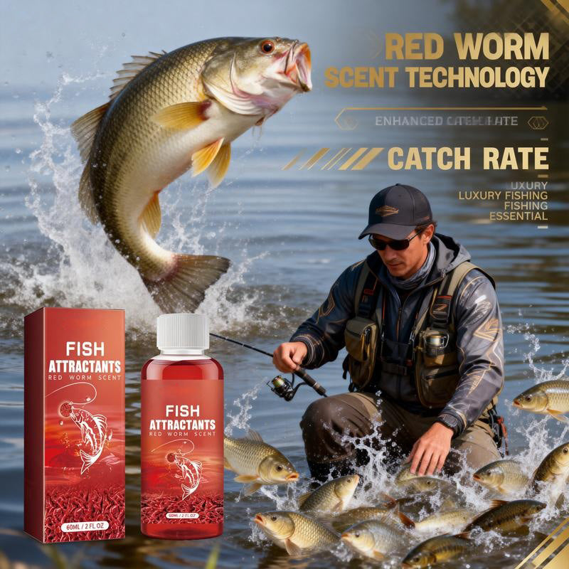 Angler's Secret Concentrated Red Worm Fishing Attractant – Draw More Fish, Faster Bites