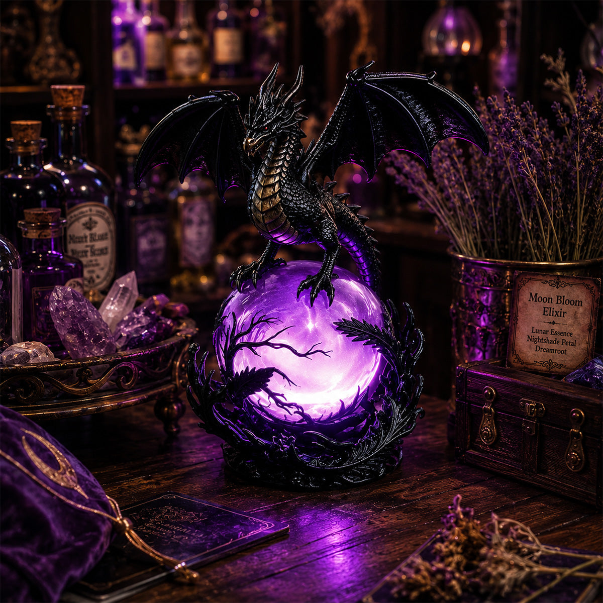 Free Shipping Gothic Dragon LED Crystal Ball Lamp — Dark Aesthetic Decor