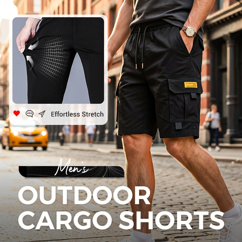 Men's Casual Cargo Shorts – Elastic Drawstring Waist & Utility Pockets
