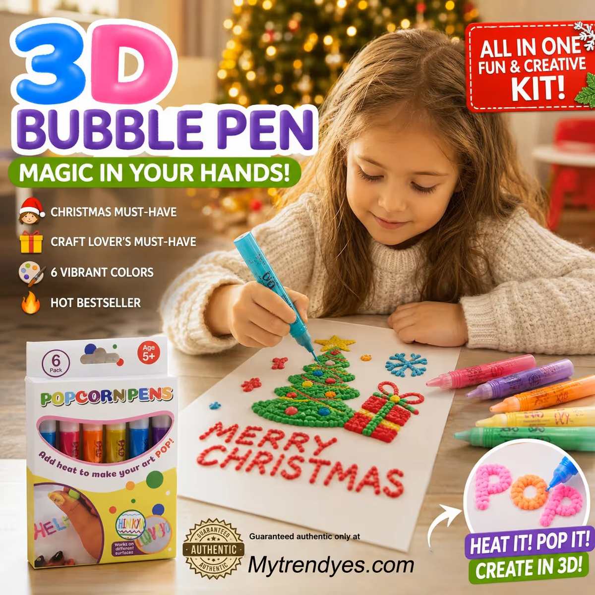 Magic Pen – Draw in 3D with a single stroke! DIY bubble "popcorn" effect drawing pens – Buy 3 Get 2
