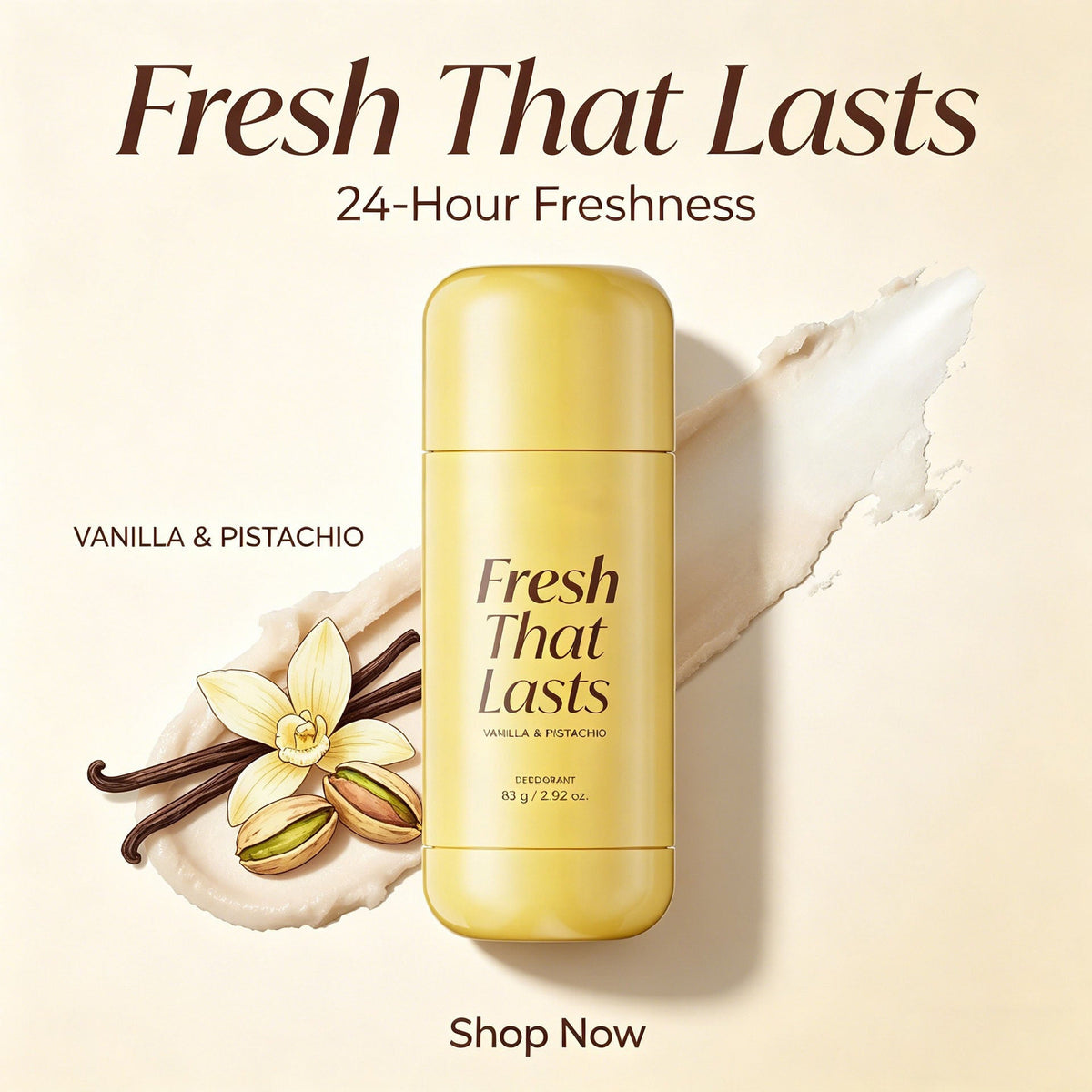 Deodorant Vanilla & Pistachio Fresh That Lasts 24 Hour Odor Control