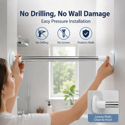 Upgraded Drill-Free Telescopic Tension Rod – Strong Hold, No Wall Damage