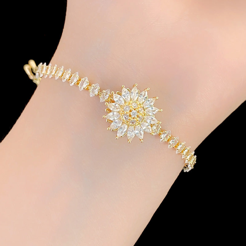 Chic Sunflower Bracelet – Adjustable, Sparkling & Perfect for Any Occasion