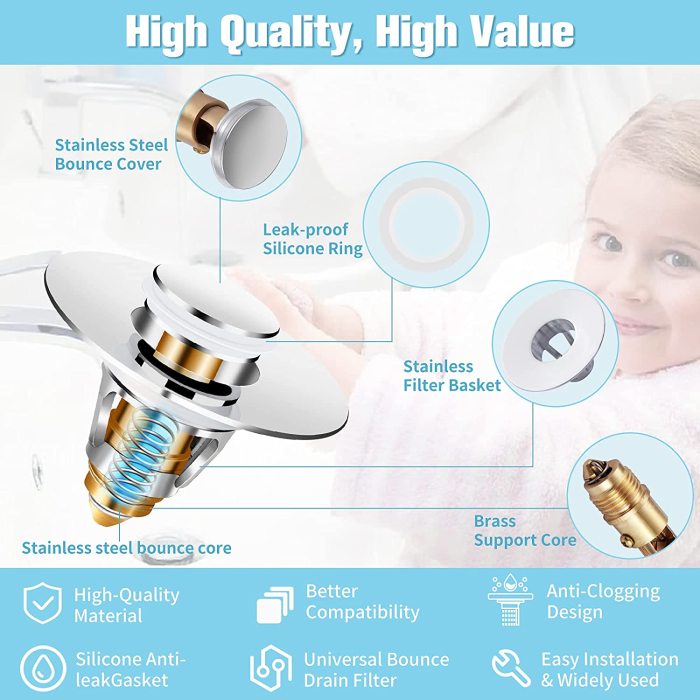 Universal Pop-Up Sink Drain Filter – Anti-Odor & Anti-Clog