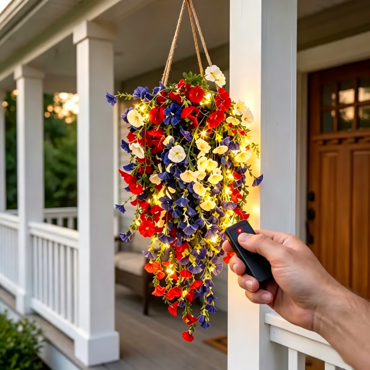 Over 50,000 Sold! Pre-Lit Patriotic Artificial Flower Set - Honor America's 250th Anniversary