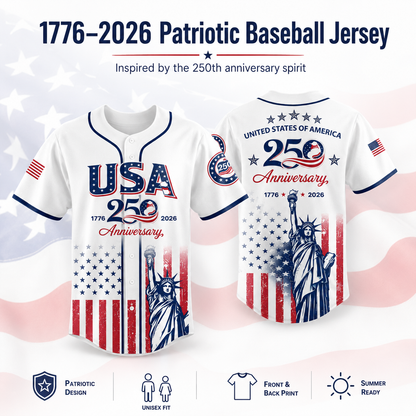 USA 250th Anniversary Patriotic Baseball Jersey