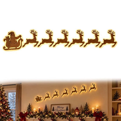 7-Piece LED Reindeer Wall Décor – Cordless Remote-Controlled Christmas Glow