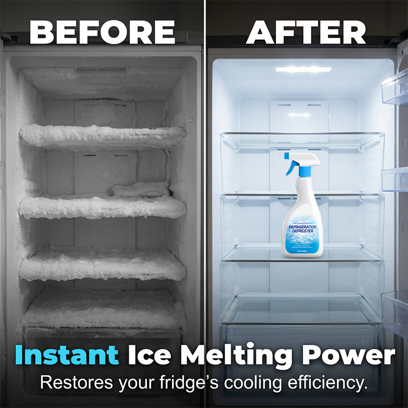 Extra-Large Capacity Refrigerator De-Icing Spray – One Bottle Works Like Three