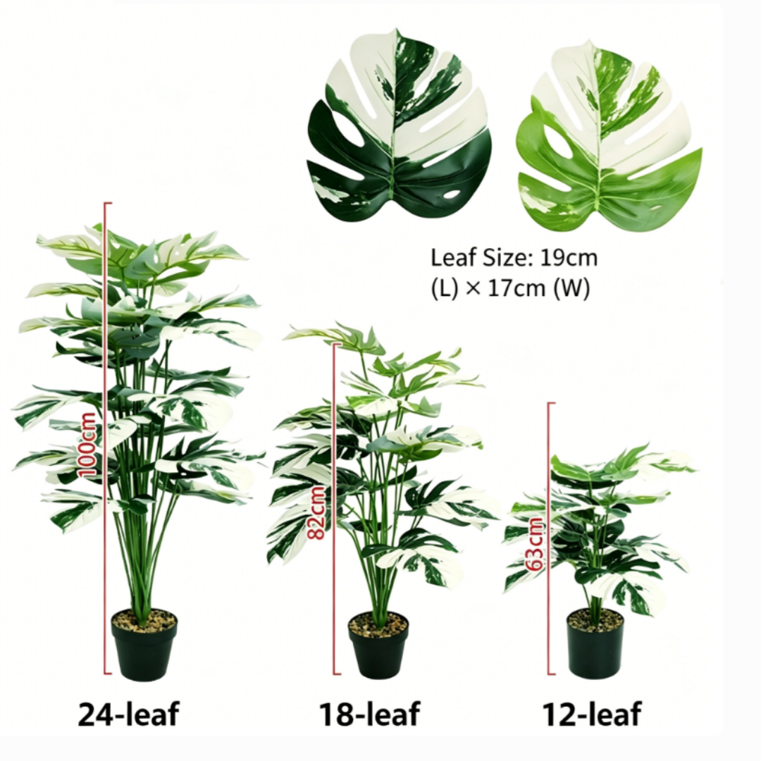 Last Day 75% OFF Artificial Monstera & Banana Leaf Plant Pot– Lush Tropical Decor