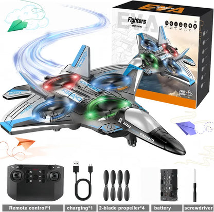 2.4G Remote Control Stunt Fighter Plane, Beginner Friendly RC Drone Aircraft With Headless Mode