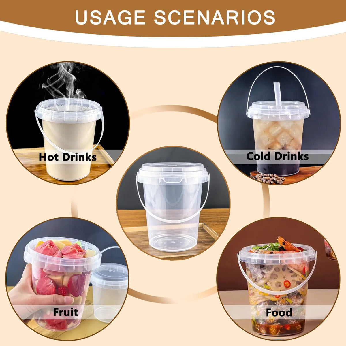 Large Reusable Plastic Cups with Lid & Straw – 3/5/10 Pack (33.81 oz)