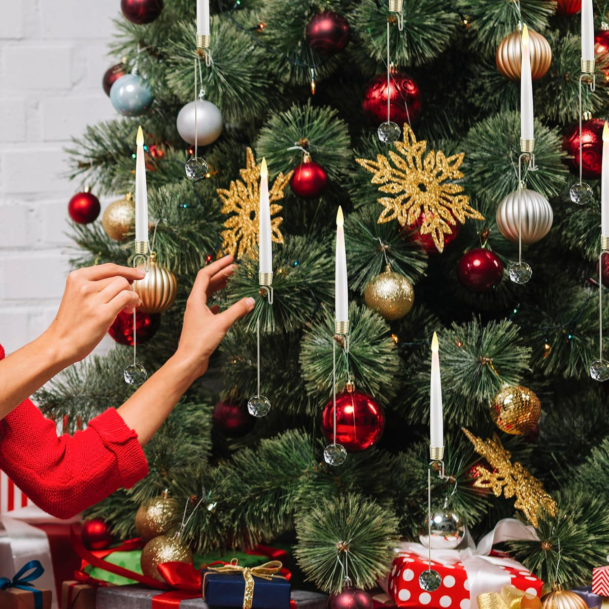 Hot SaleChristmas Tree Led Candles with Clear Crystal Ball Hook