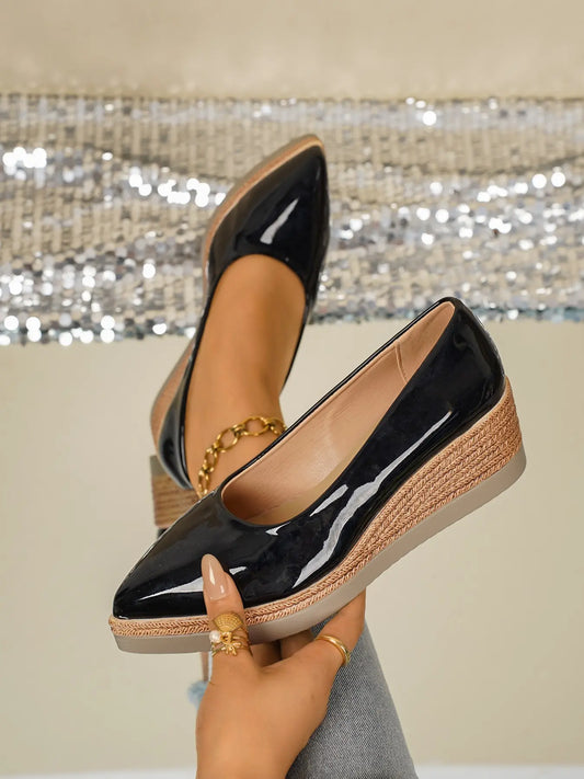 Women's Faux Leather Rubber Wedge Sandals