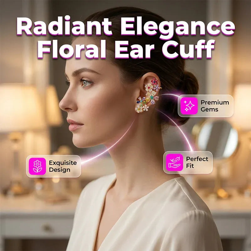 LIMITED-TIME ! Vibrant Floral Crawler Earrings – Multicolor Rhinestone, Lightweight, Hypoallergenic