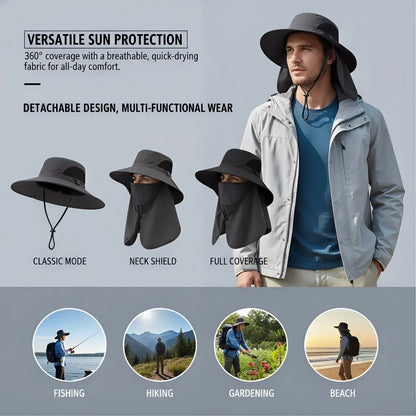 Detachable Outdoor Fishing Face Covering Neck Protection Sun Hat