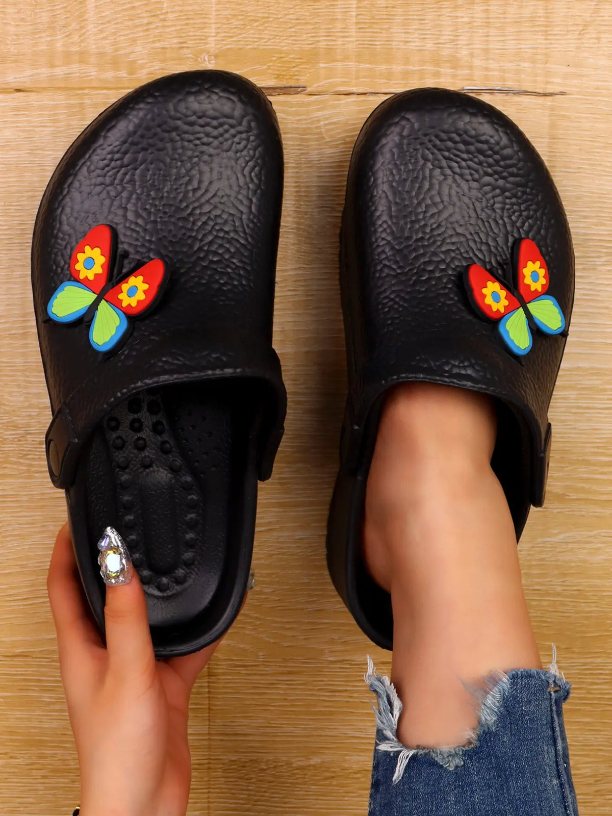 Women's Butterfly Print EVA Sandals – Non-Slip, Waterproof