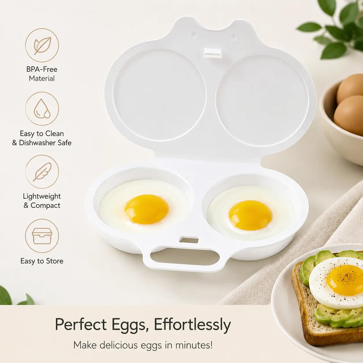 2‑Pack Easy‑To‑Clean Microwave Omelette Maker, Multifunctional Egg Poacher