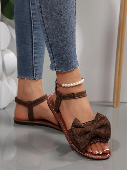 Women's Boho Sandals – Open Toe, Bow