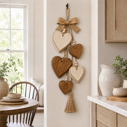 Rustic Heart & Wildflower Wall Hanging – Solid Wood Farmhouse Décor