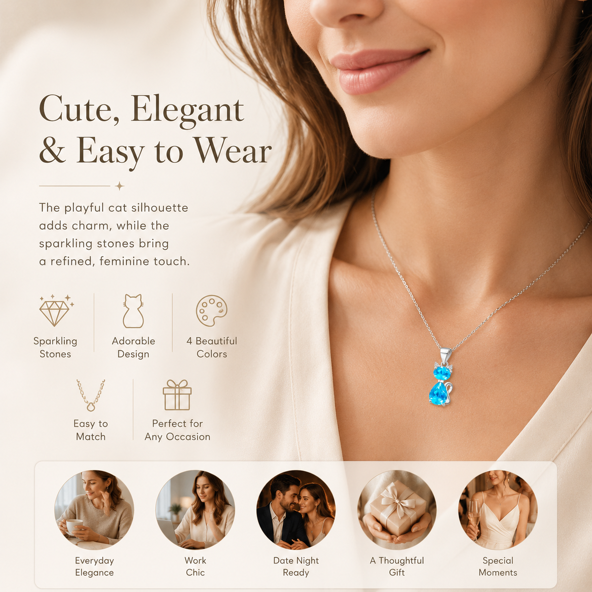 A Little Companion Close to Your Heart – Sparkling Crystal Cat Necklace