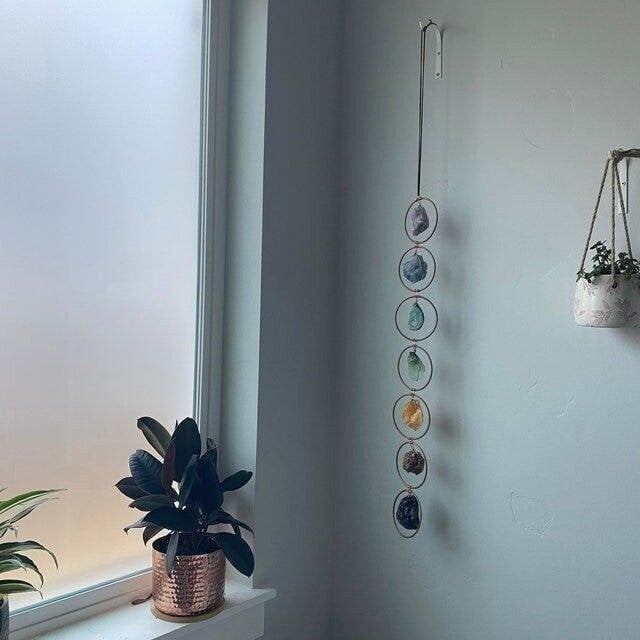 Handwoven 7 Chakra Crystal Wall Hanging – Tree of Life Energy Decor