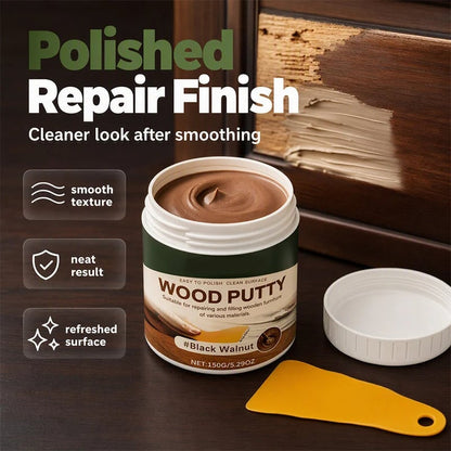 Wood Repair Filler Putty – Fills Cracks & Chips, Smooths Surfaces, Blends with Dark Wood