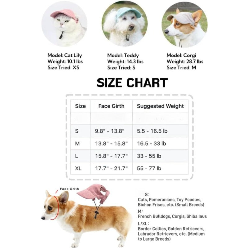 UV-Blocking Pet Baseball Hat – Stylish Sun Protection for Dogs