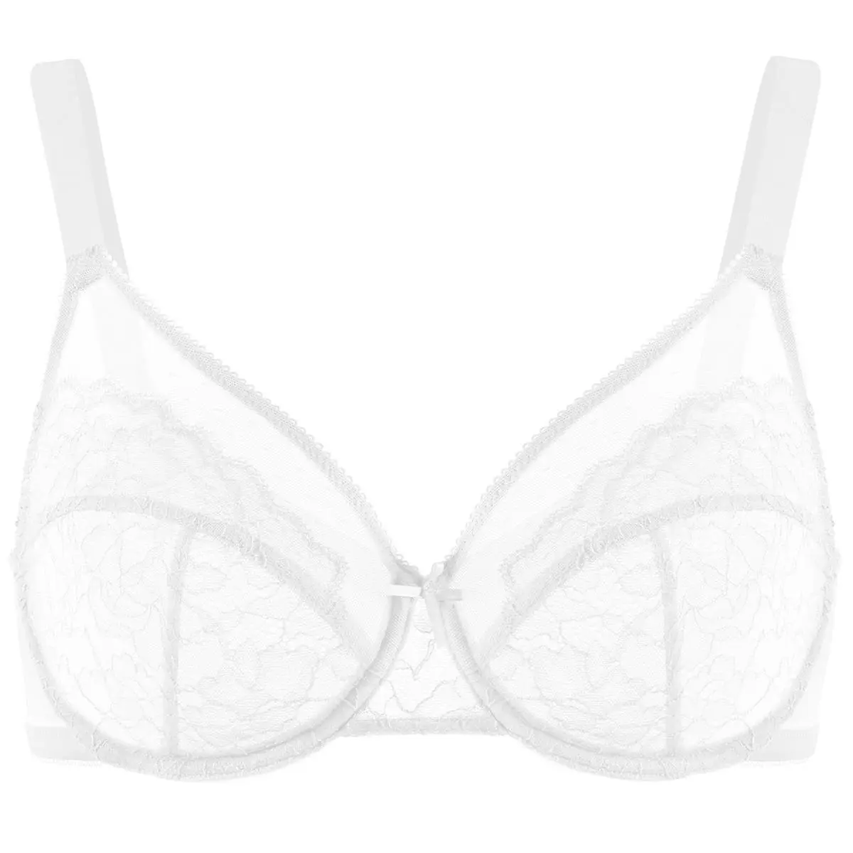 Enchante Floral Lace Plus Size Underwire Unlined Unpadded Minimizer Full Coverage Bra Women's Wear Comfortable Breathable Mesh Cup