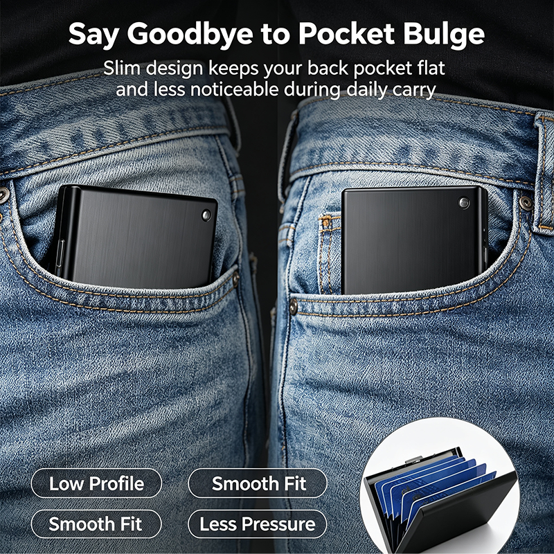 Men's Minimalist RFID Blocking Metal Card Holder Wallet