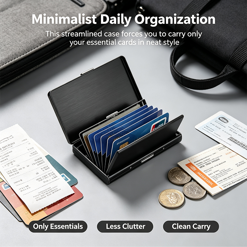 Men's Minimalist RFID Blocking Metal Card Holder Wallet