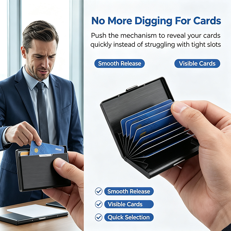 Men's Minimalist RFID Blocking Metal Card Holder Wallet