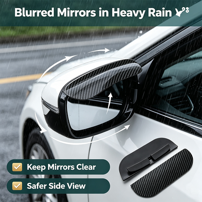 2PCS Car Side Mirror Rain Guards - Carbon Look ABS Visor Covers
