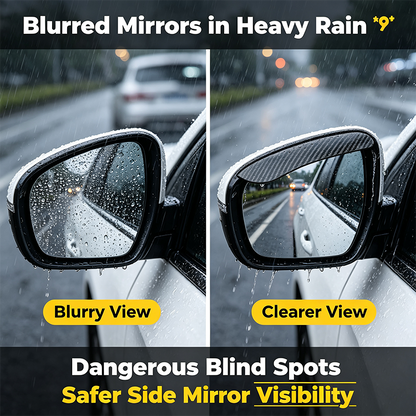 2PCS Car Side Mirror Rain Guards - Carbon Look ABS Visor Covers
