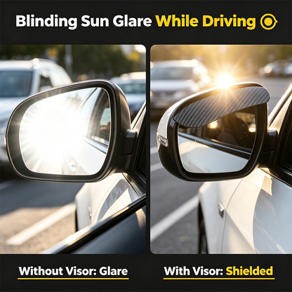 2PCS Car Side Mirror Rain Guards - Carbon Look ABS Visor Covers