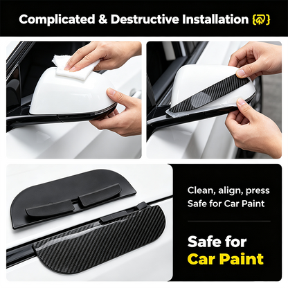 2PCS Car Side Mirror Rain Guards - Carbon Look ABS Visor Covers