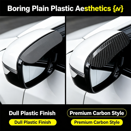 2PCS Car Side Mirror Rain Guards - Carbon Look ABS Visor Covers