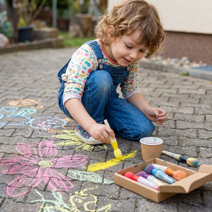 Sidewalk Chalk Paint Brush,Add Water to Brushes to Use,Easy to Use,Washable