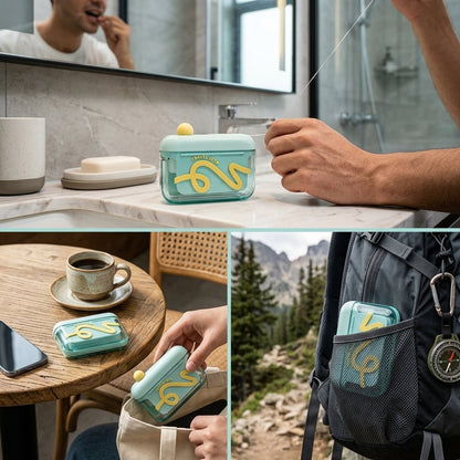 Portable Auto Pop-Up Dental Floss – Refillable Travel Case