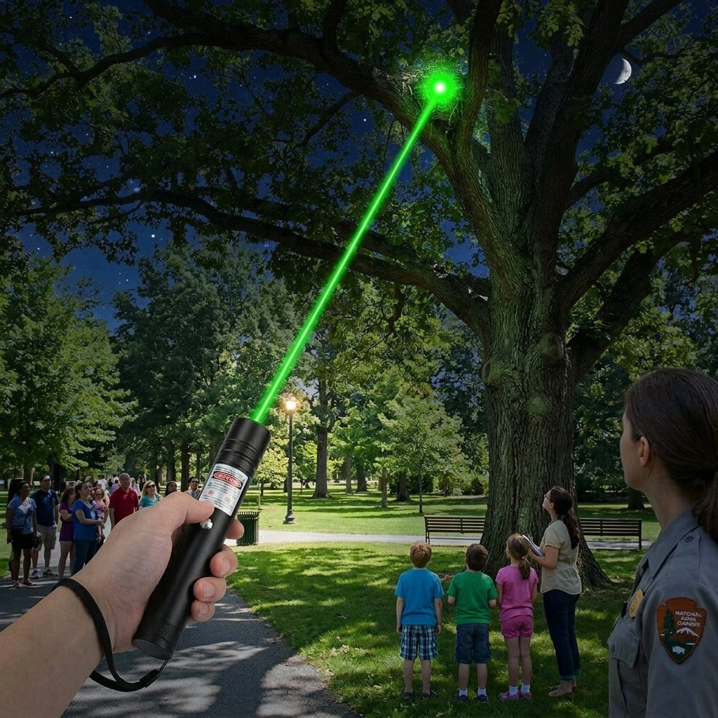 Red and green single-point laser light