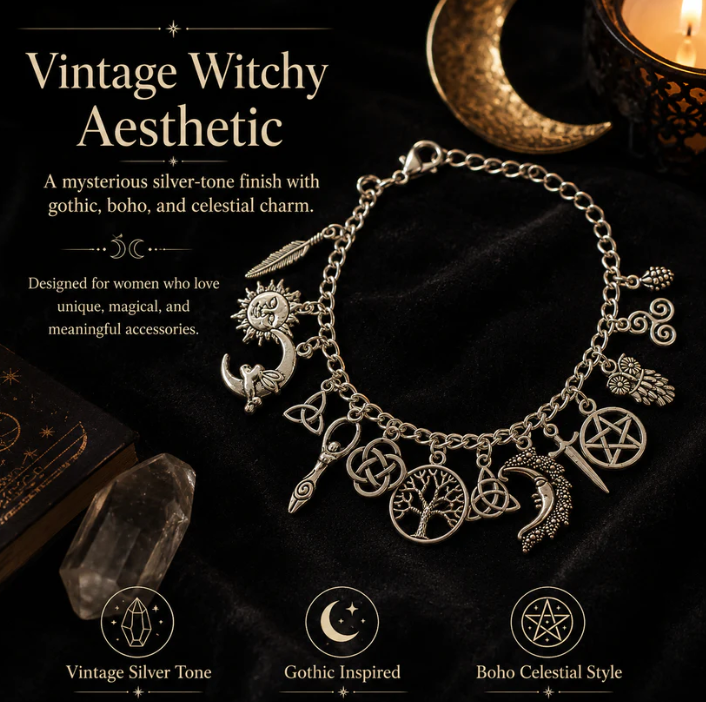 Mystic Moon Charm Bracelet Vintage Witchy Jewelry for Every Occasion