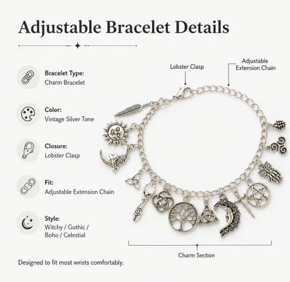 Mystic Moon Charm Bracelet Vintage Witchy Jewelry for Every Occasion
