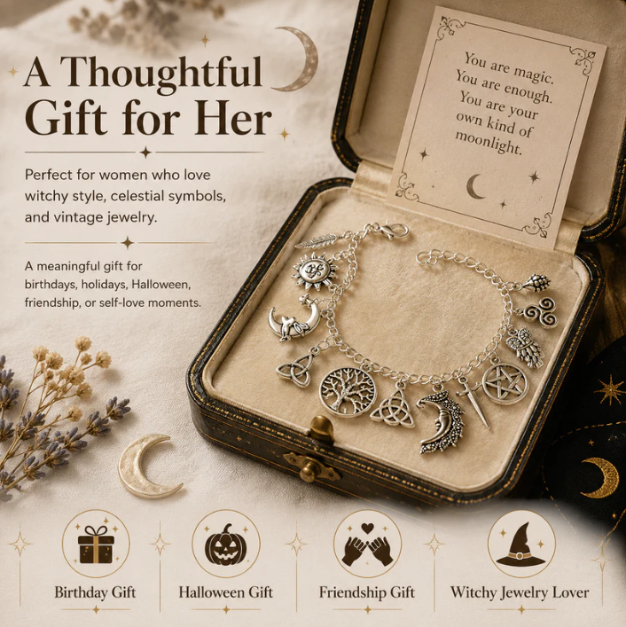 Mystic Moon Charm Bracelet Vintage Witchy Jewelry for Every Occasion