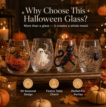 LAST DAY 40% OFF 3D Halloween Artisan Glass Cups, Festive Parties & Cozy Fall Home Bar Vibes