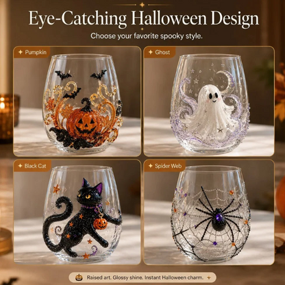 LAST DAY 40% OFF 3D Halloween Artisan Glass Cups, Festive Parties & Cozy Fall Home Bar Vibes