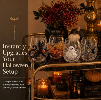 LAST DAY 40% OFF 3D Halloween Artisan Glass Cups, Festive Parties & Cozy Fall Home Bar Vibes
