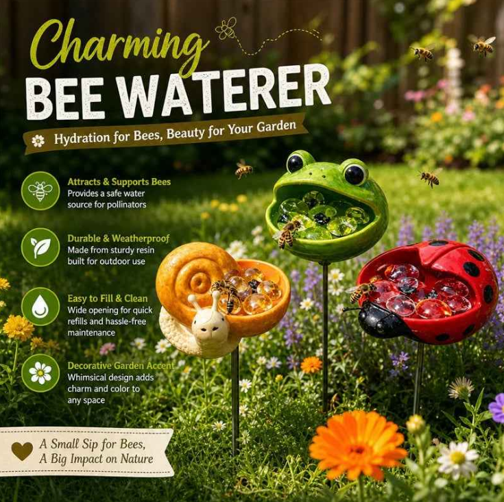 Cute Animal Design Garden Watering Station, Outdoor Decorative Water Bowl