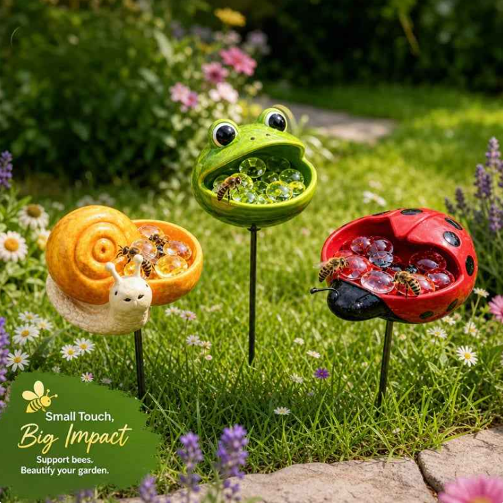 Cute Animal Design Garden Watering Station, Outdoor Decorative Water Bowl
