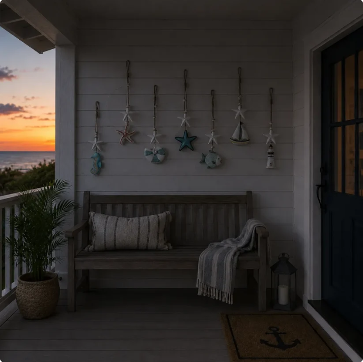 Seaside Glow Wall Hangings Set of 7 Nautical LED Coastal Wall Decor with Remote
